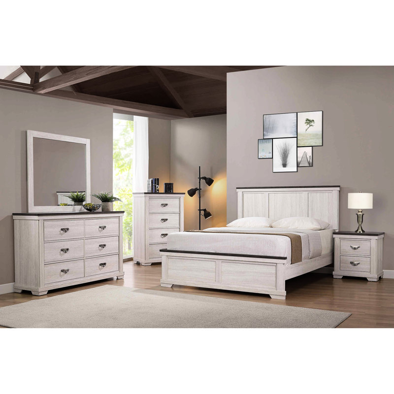 Twin Size Bed In Antique White & Brown Rustic Style For Bedroom Furniture Brown, Cozy Addition