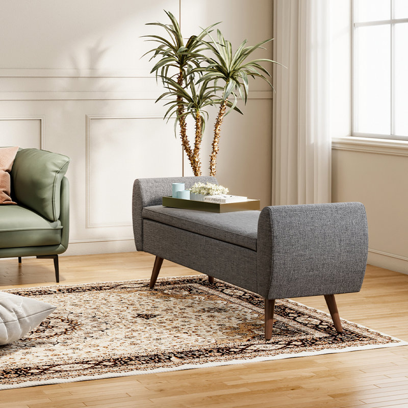 Alamo Upholstered Storage Bench, Grey Linen