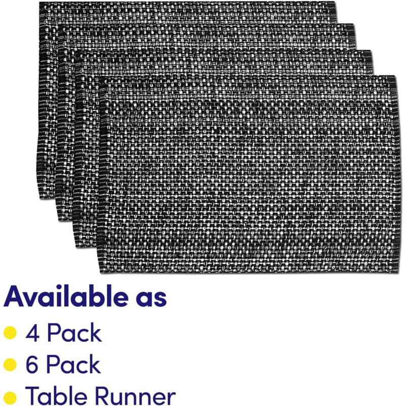 Ensemble de 6 napperons 100% coton pour salle à manger, Noir