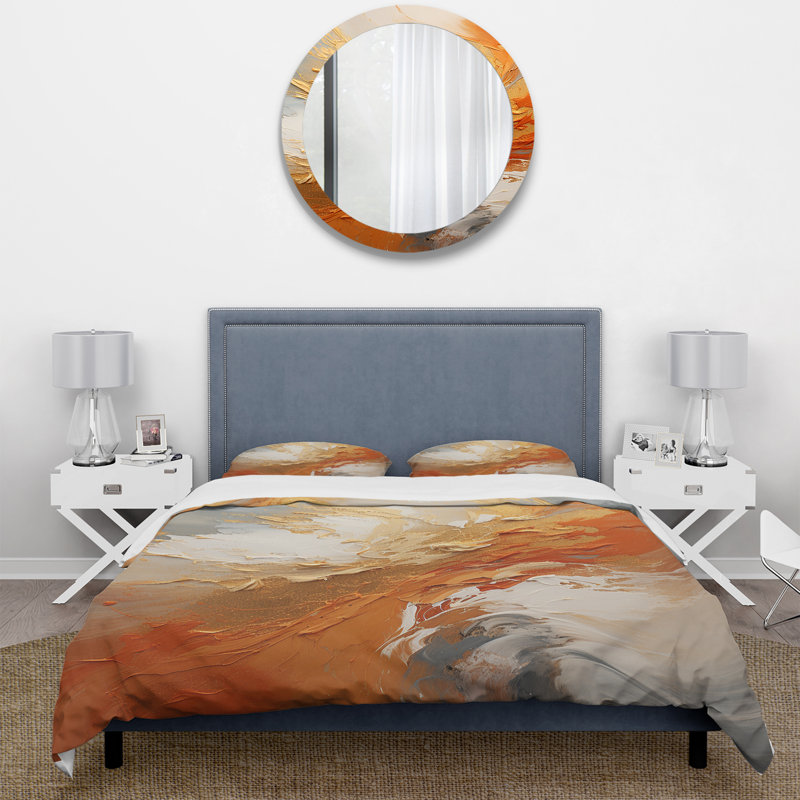 Ensemble de housse de couette Golden Orange Surge - Abstract Spirals, Housse de couette très grand et 2 très grandes t
