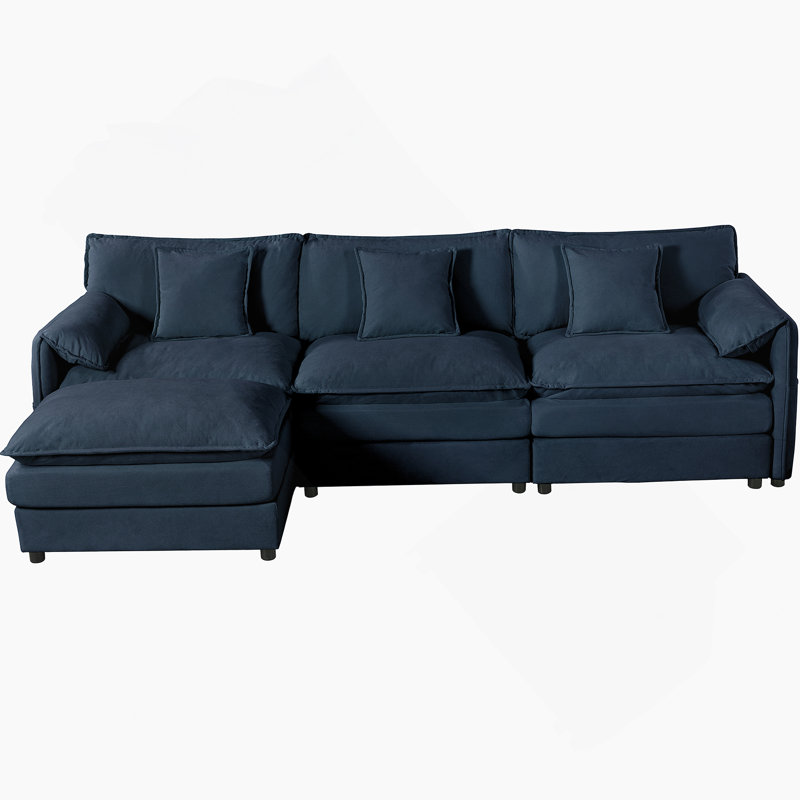 Canapé modulaire surdimensionné confortable avec de multiples caractéristiques fonctionnelles, Bleu