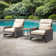 3-Piece Patio Recliner Set with Cushions and Table, Weather-Resistant Wicker and Eucalyptus Wood Arms