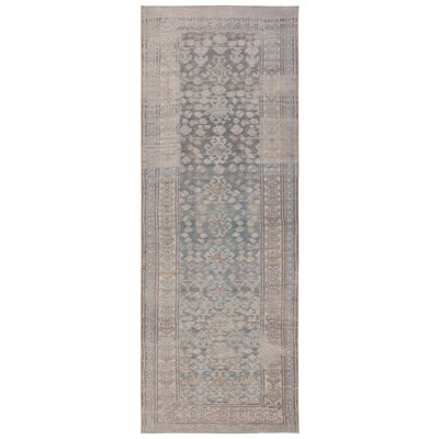 Tapis oriental gris en polyester tissé à la machine lavable à la machine