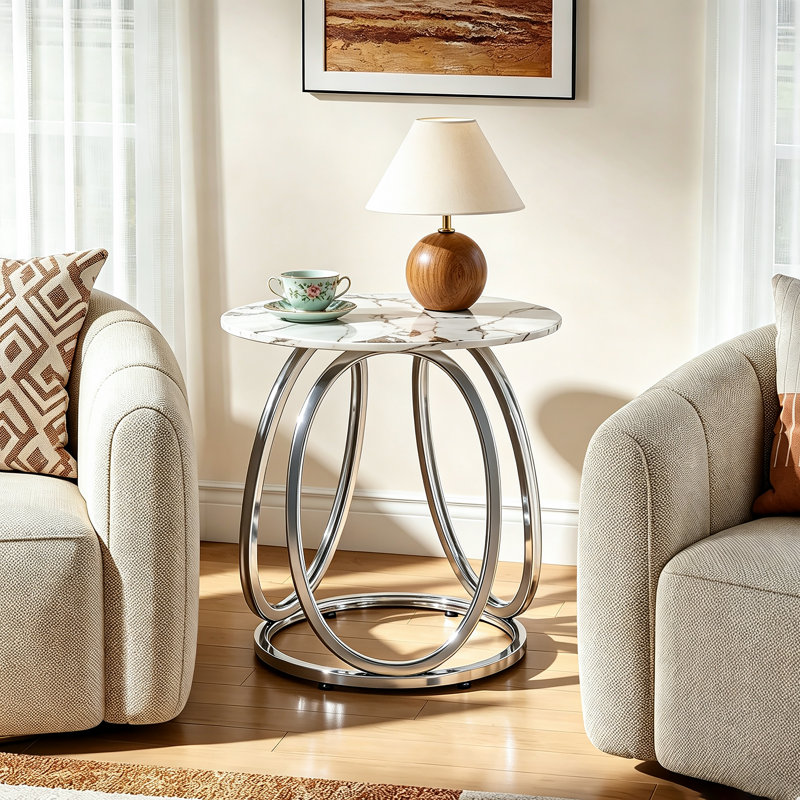 End Table, Silver, Calacatta Gold