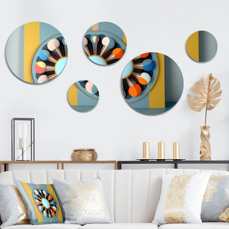 Dimensions de cercle circulaire dans des tons pastel IV - Décoration murale géométrique moderne en métal