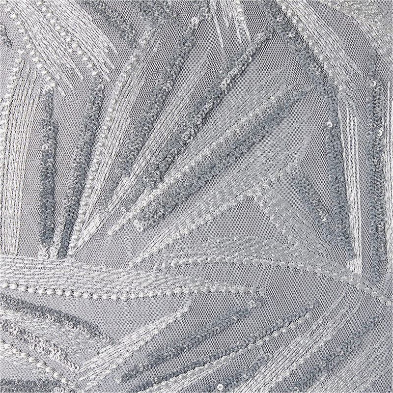 Rosetta Wheat Spikelets Pattern Embroidered Throw Pillow, Silver