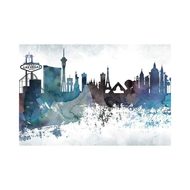Las Vegas Bluish Skylines - Wrapped Canvas Print, 20.32cm H x 30.48cm W