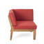 Table basse rouge - fabrication en bois, sièges à lattes populaires, coussins d'eau, bois multicolore, jolis détails, housses de coussin, finition