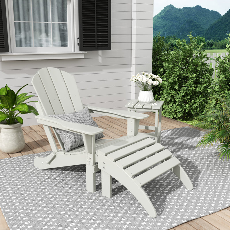 Laguna Foldable Outdoor Adirondack Chair, Gray/White