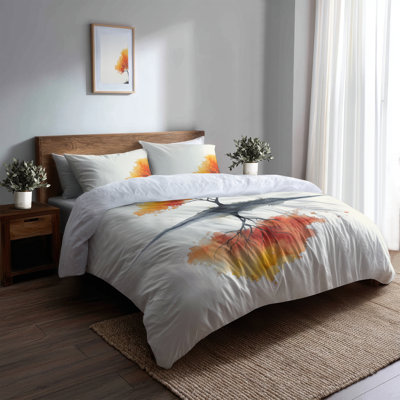 Abstract Tree Reflection Bedding Set 5 Pcs - Forest Reflection Duvet With Shams And Throw Pillows