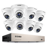 8Ch 1080P Dvr Security Camera System, 8 X 2Mp Wired Dome Outdoor Cameras, Motion Detection
