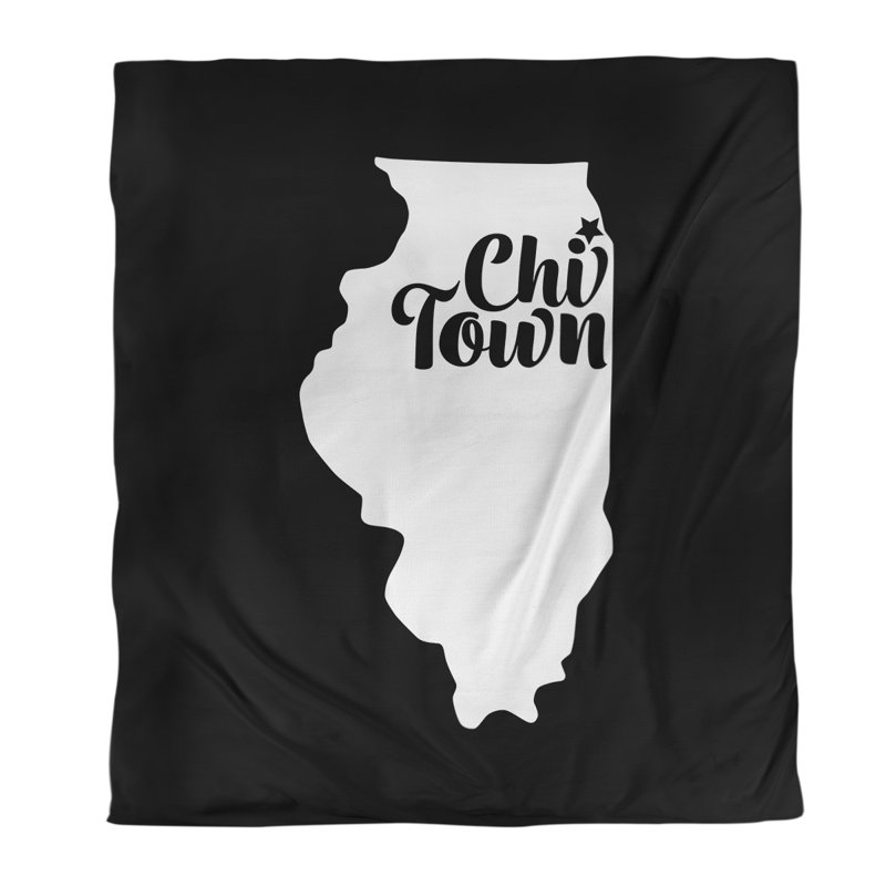  Housse de couette simple Chi Town, Housse de couette pour grand lit, Noir, Polyester brossé