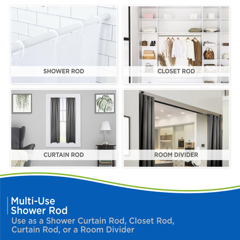 Kenney Twist & Fit Kenney Twist & Fit No Tools Spring Tension Shower Curtain Rod, 36-63"