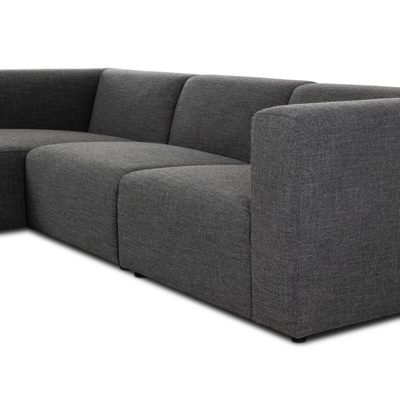 Lawndale 3PC LAF Sectional-Saxon Charcoal, Left Hand Facing, Saxon Charcoal Polyester Blend