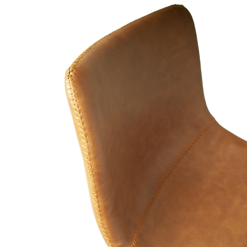 Winding Upholstered Counter Stool with Metal Frame, Tan
