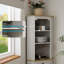 Armoire de coin 68,11 "Farmhouse, armoire de coin 90 ° autoportante avec tablettes réglables, tiroir et porte, blanc antique