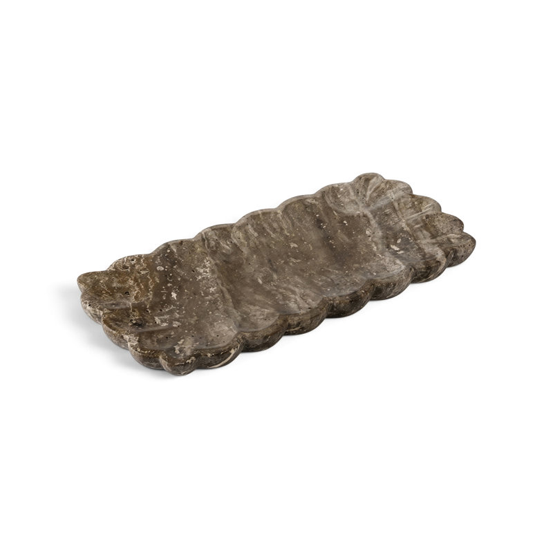 Ruffalo Decorative Tray, Grey Travertine