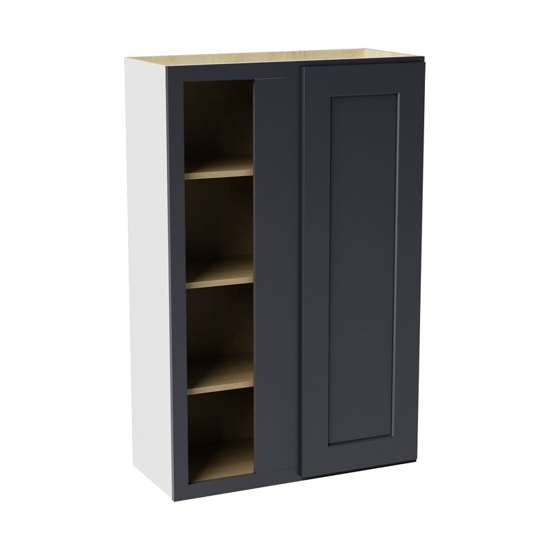 Armoire de coin murale, L 27 po x H 42 po x P 12 po, Noir Shaker