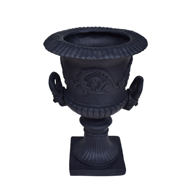 Giordano Chalice Urn Planter with Drainage Holes, Black, 1