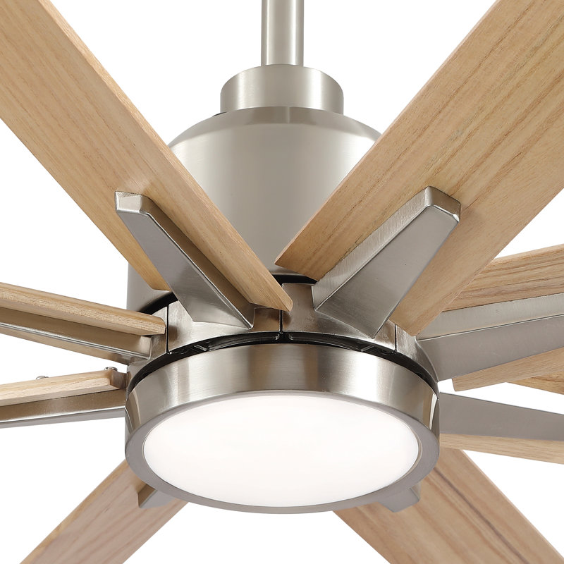 84" Lowe Profile Ceiling Fan With Light, Brushed Nickel, Brushed Nickel