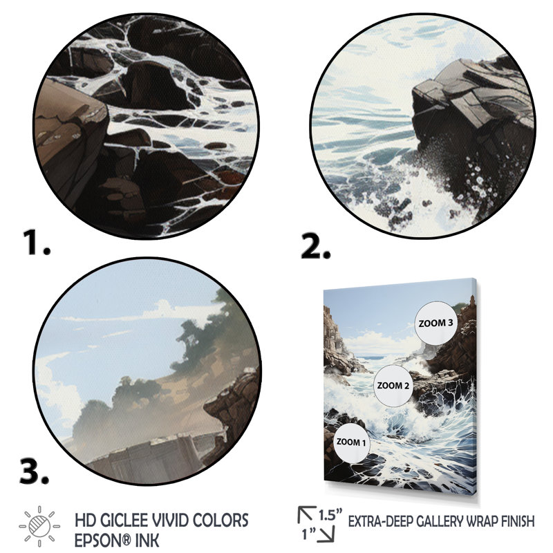 Coastal Waves Rhythmic Coastal I - Décoration murale nautique et plage, H 20 po x l 12 po x P 1 po, Cadre naturel flottant