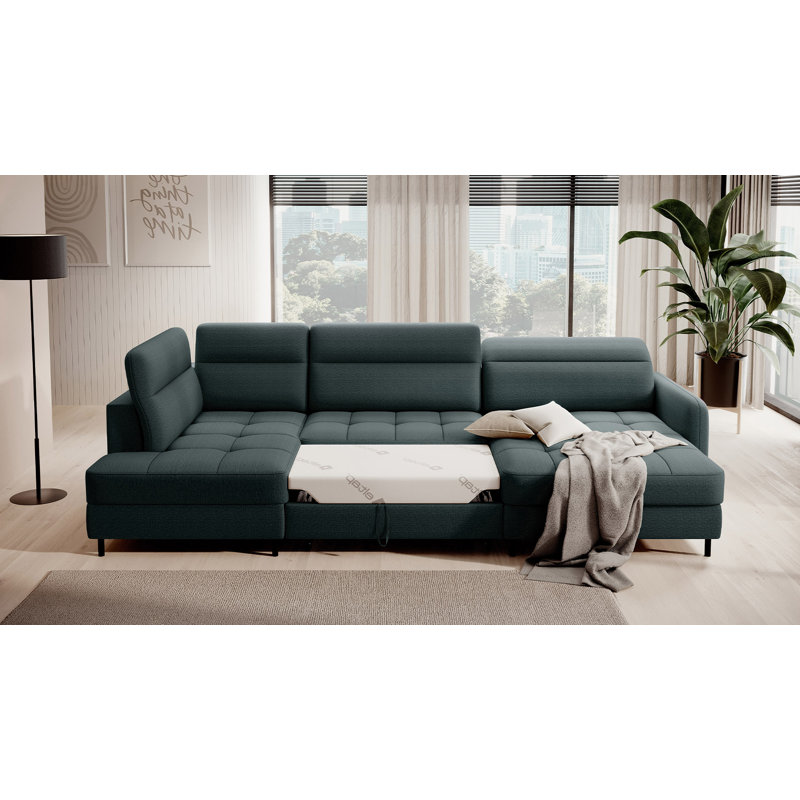 Meria 5 Seater Sofa Bed, Right Hand Facing, Dark Green