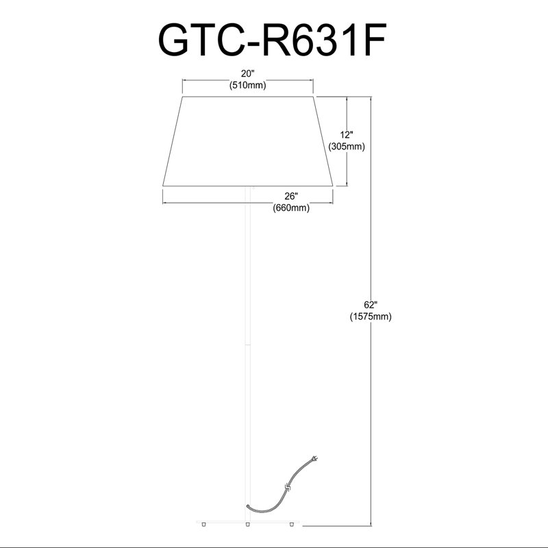 Lampe sur pied 1 lumière Gretchen, Noir mat