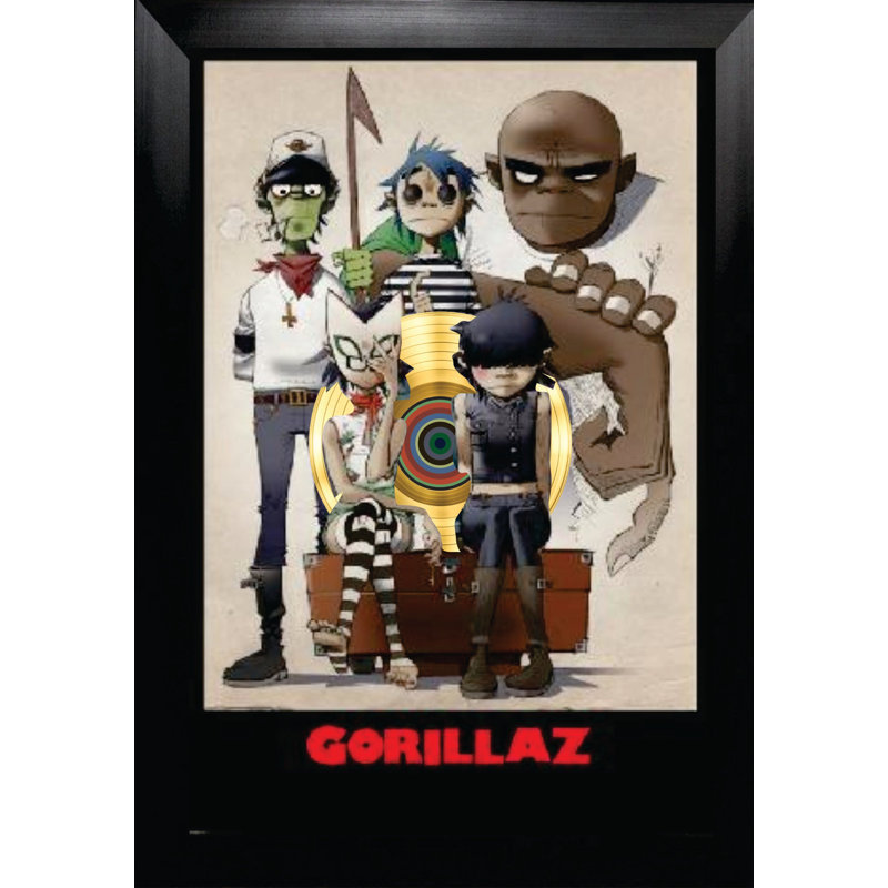 Gorillaz, reproduction encadrée avec LP or