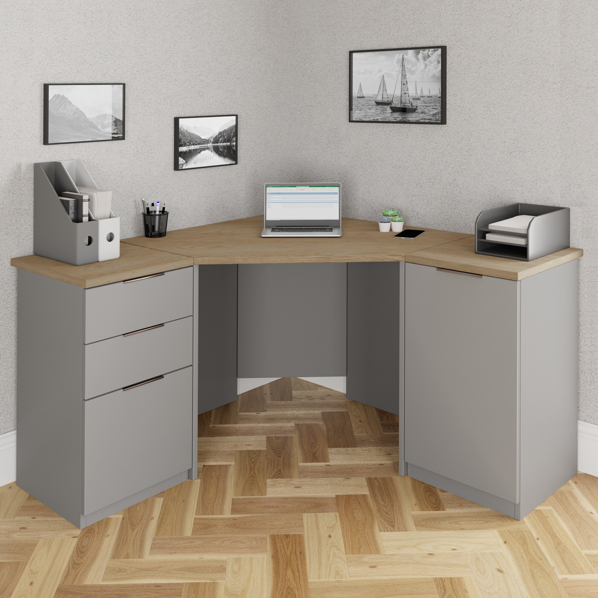 3 piece store l shaped desk