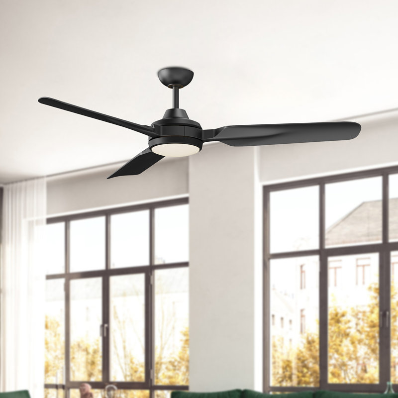 Fremont LED Downrod Ceiling Fan, Matte Black