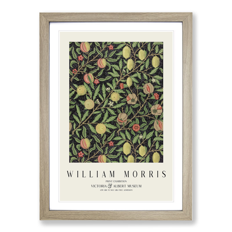 Fruit by William Morris - Single Picture Frame Print, Oak Framed, 65cm H x 48cm W x 2cm D