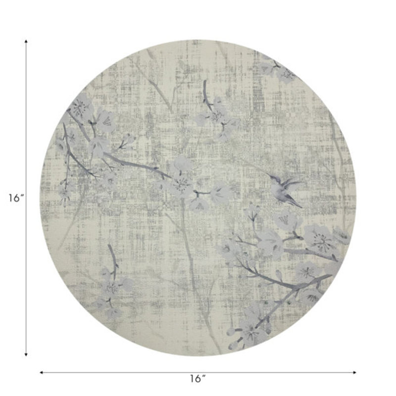 Blossom Fantasia Pebble 16" Vinyl Placemat, Ivory