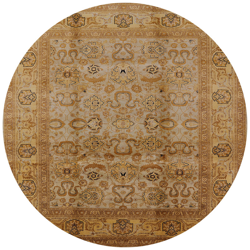Tapis brun à motif oriental, Rond 8 pi