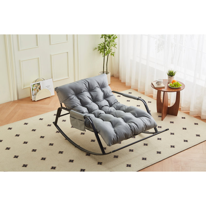 Fauteuil à bascule Modern Boucle avec siège confortable et structure en acier, Gris