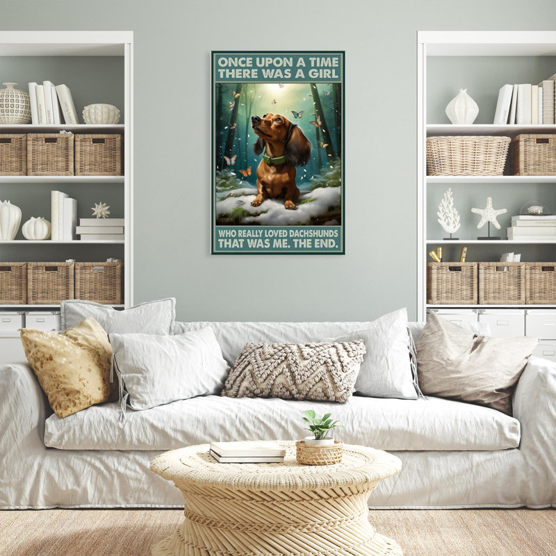 «Who Really Loved Dachshunds» - Reproduction d'art sur toile rectangulaire 1 pièce, H 36 po x l 24 po x P 1,25 po