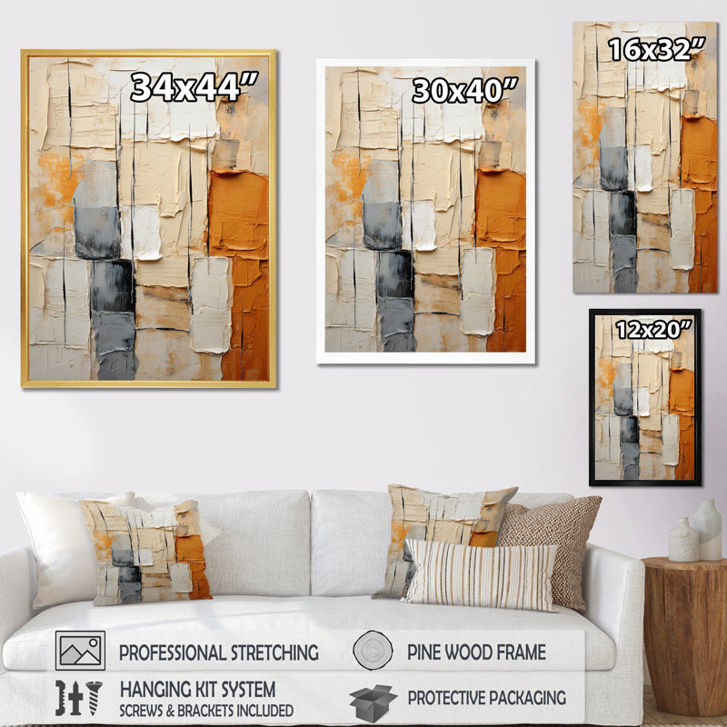 Abstraction II sur toile, Encadrement doré, H 20 po x l 12 po x P 1 po