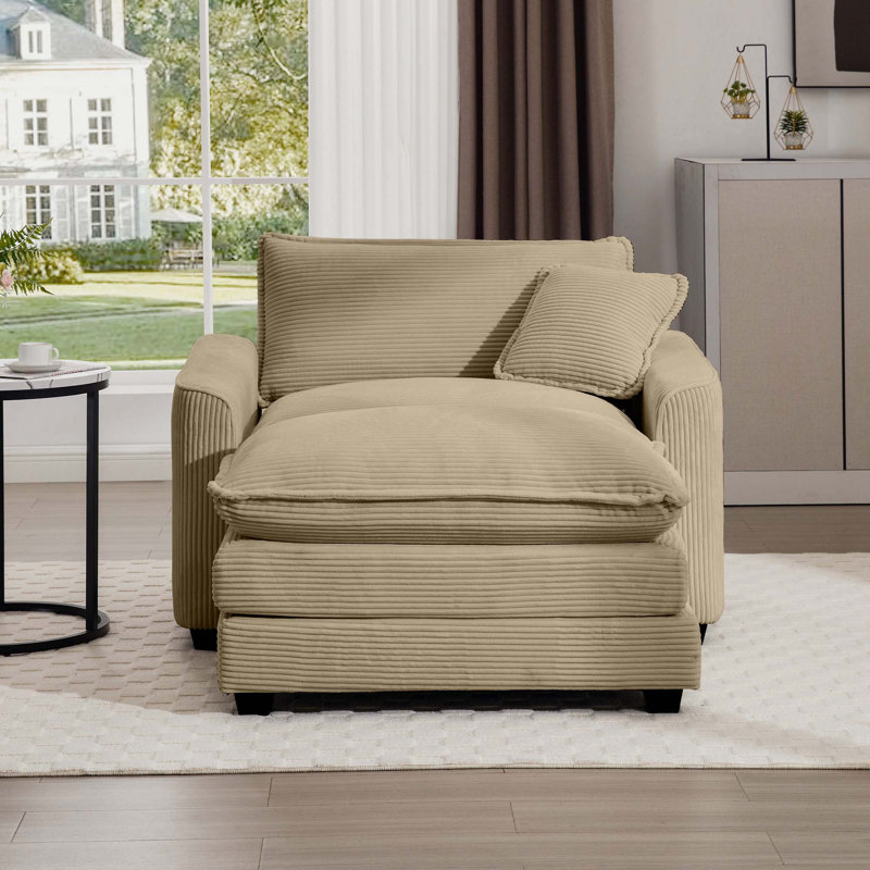 Fauteuil d'appoint simple en velours côtelé, Tanné