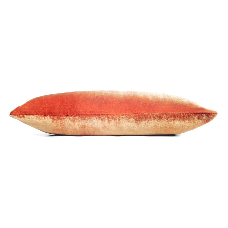 Ombre Large Rectangle Velvet Pillow Cover & Insert, Mango, Rectangle 16"H x 36"W 