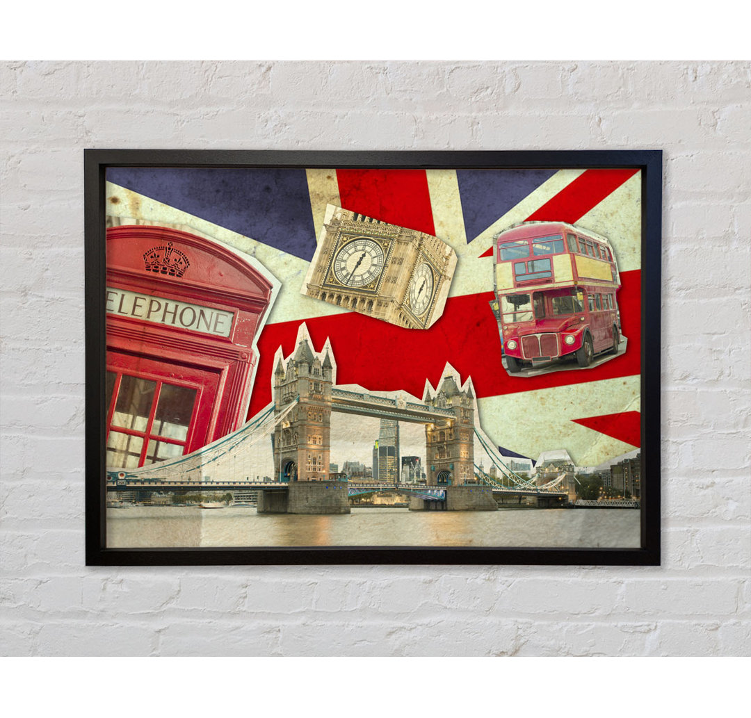 Union Jack London Icons - Einzelne Bilderrahmen Kunstdrucke auf Leinwand