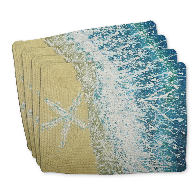 Braided Polyester Placemats Set of 4 - Left Side Seastar Decor