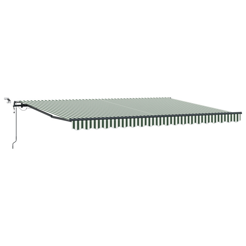 Retractable Awning, Green Striped, 450 cm W x 350 cm D