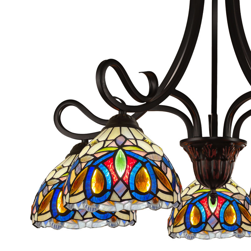 Grand lustre 5 lumières Lark Manor ™ de style victorien Abdeslam Tiffany de 27 po de large
