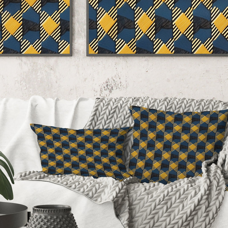 Coussin jaune moderne Modern Houndstooth II
