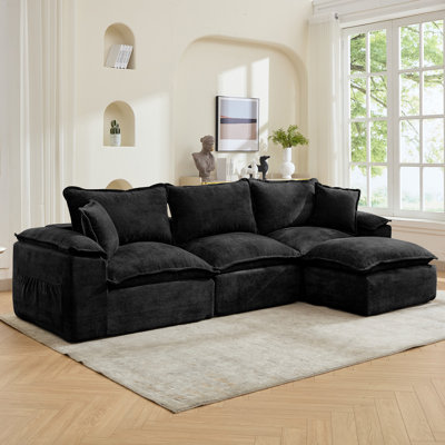 Canapés modulaires, canapé modulaire désossé avec siège profond et coussin moelleux, canapé modulaire confortable avec repose-pieds convertible, aucun assemblage requis