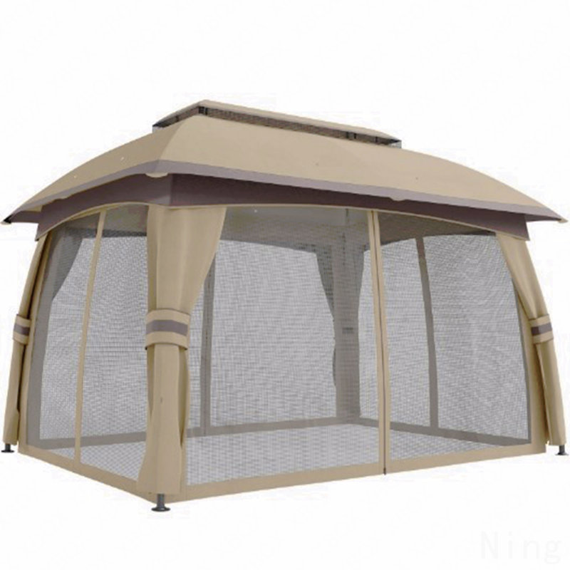 Gazebo, moustiquaire pour patio avec toit ventilé, Beige
