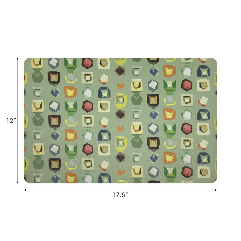 Color Pop Vegan Leather Rectangle Pebble Placemat, Green
