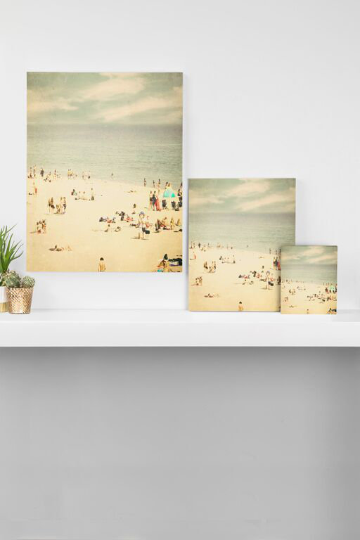 Plage rétro - reproduction d'art graphique sur toile, H 10 po x l 8 po x P 1,5 po