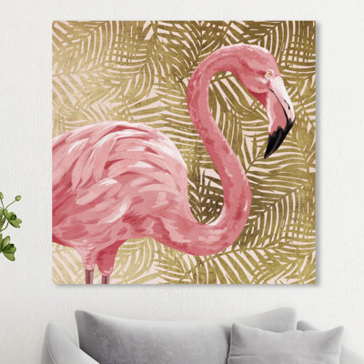 «Flamingo Profile Gold», peinture sur toile