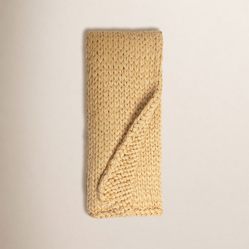 Zage Cable Knit Throw Blanket, Oak