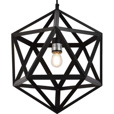 1-Light Black Island Geometric Pendant Light